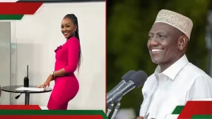 William Ruto Excitedly Takes Selfie with Curvy KBC Anchor Caren Kibbett
