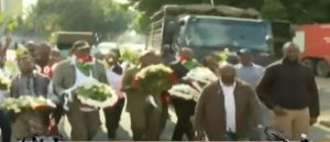 Opposition leaders lay wreaths on Parliament Road ahead of Gen protests