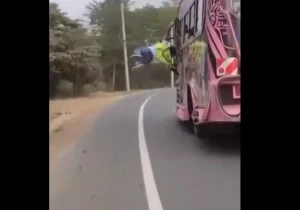 Driver arrested after viral video of tout performing stunts on moving matatu