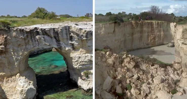 Italy’s ‘Lovers’ Arch’ collapses into sea on Valentine’s Day