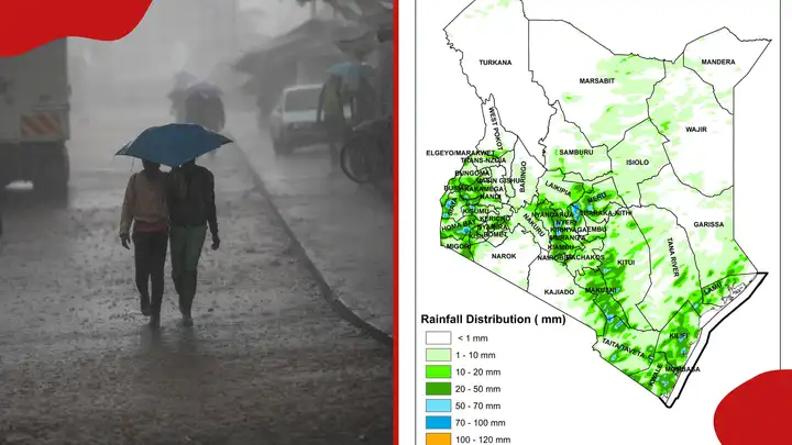 Kenya Met Announces Counties in 4 Regions to Receive Heavy Rainfall on Labour Day