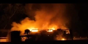 Panic at Sagana river bridge as fuel tanker bursts into flames