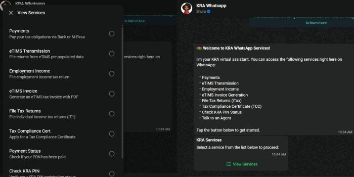 How to file tax returns using the KRA Shuru WhatsApp Chatbot, step by step
