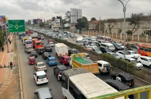 Heavy traffic on Waiyaki Way after temporary closure near expressway exit
