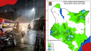 Kenya Met Issues 7-Day Rainfall Forecast for 45 Counties Until October 26