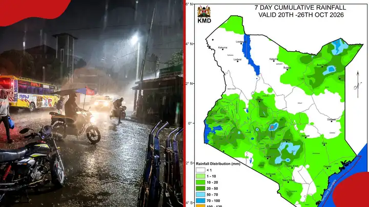 Kenya Met Issues 7-Day Rainfall Forecast for 45 Counties Until October 26
